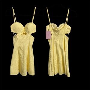 Hello Molly Yellow Mini Dress with Spaghetti Straps